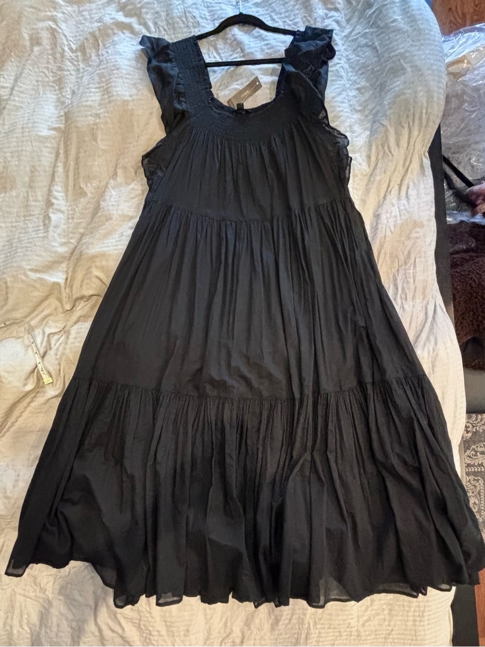 J. Crew Black Ruffle-Sleeve Swim Coverup Dress